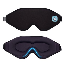 Revive Float Sleep Mask, 100% Blackout, Soft Contoured Foam, Black, with Satin Travel Pouch, for Sleep, Travel and Relaxation