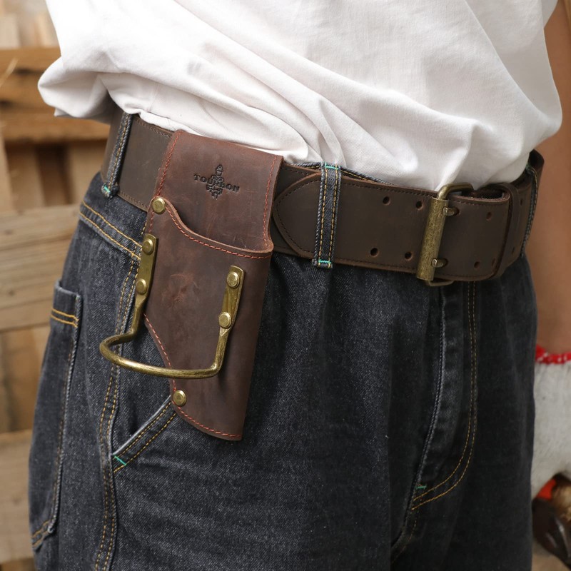 TOURBON Leather Tool Holder Plier Pouch Steel Loop Hammer Holster