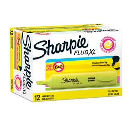 Sharpie Fluo XL Highlighters | Chisel Tip | Fluorescent Yellow | 12 Count