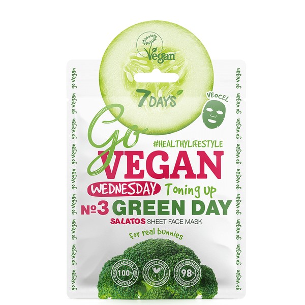 7Days Go Vegan Face Mask Green Day For Real Bunnies,