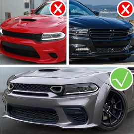 Vektoris Front Bumper LED Grille Lights for 2015-2022 Dodge Charger SRT/Scat Pack Pig Nose Switchback Grille Lamps Fog with Red LED Daytime Running Light DRL & Turn Signal (Red Lens)