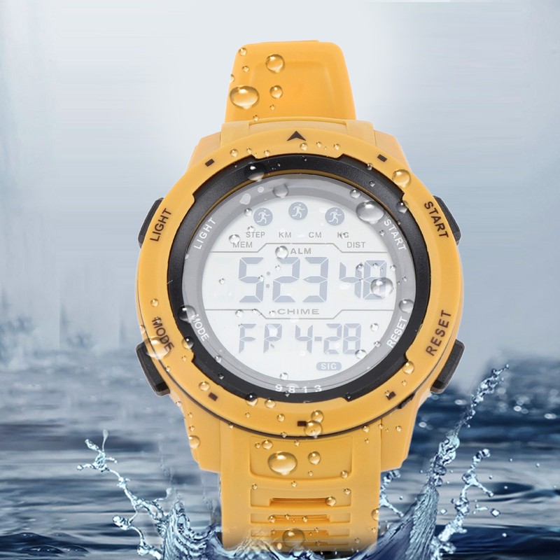 Men Sport Digital Chronograph Rubber Strap Watch Waterproof Outdoor Sporty