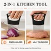 Stainless Steel Onion Holder for Slicing, 10-Needle Vegetable Cutter Guide