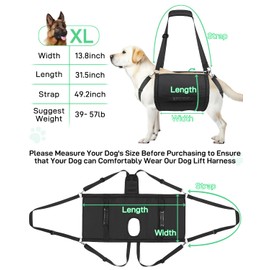 Snqqmtt Dog Lift Harness with Adjustable Lifting Straps, Sling for Large Dogs Hind Legs Support, Rehabilitation Dog Carrier, for Wounded, Disabled and Joint Injuries for Senior Dogs