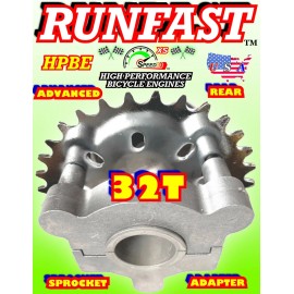Runfast 32 teeth 3/6/9 flat sprocket w 3-hole adapter - 80cc Motor bicycle Kits And Bike