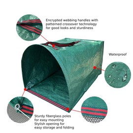 RISETEX 2-Pack Yard Waste BagsLarge Yard Dustpan-Type Garden Bag for Collecting LeavesReuseable Heavy Duty lawn and leaf bagsGarden Waste Container for Clean Up Outdoor Debris Leaves Grass Clippings