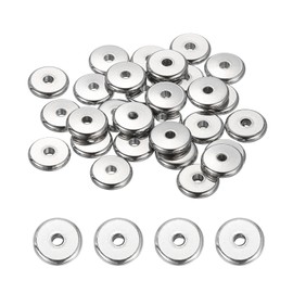 sourcing map 60 Pcs Flat Round Spacer Beads 7mm Stainless Steel Heishi Beads Rondelle Disc Loose Bead for Jewelry Making Earring Bracelet Necklace, Silver 1.5mm ID x 1.5mm H