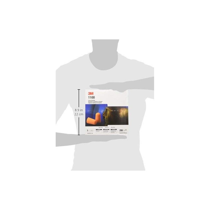 3M 1100 Foam Ear Plugs, 200-Pair , Orange