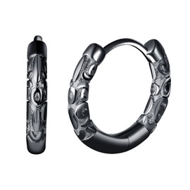 Yumilok Women's Hoop Earrings Silver 925 Sterling Silver Golden Hoop Stick Pattern Stud Earrings Piercing Children's Jewellery for Girls, Silver