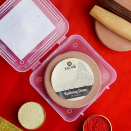 Satvik 1 Pc Handmade Sandalwood/Chandan Stick Round Rubbing Stone (Chakla) for Puja Pooja Tilak Tika Tikka Turmeric (Haldi) Grinding/Rubbing Mortar Stone Aroma Incense Meditation Religious Puja Items