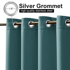 NICETOWN 2 Panels Patio Outdoor Curtains Waterproof, Thermal Insulated Rustproof Grommet Blackout Indoor Outdoor Gazebo Curtains/Drapes for Outdoor Activity, Teal, W52 by L84