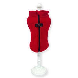 Cara Mia Dogwear Dog Fleece Zip Back Harness Vest Jumper Sweater Coat for SMALL BREED Dogs (Small, Red)