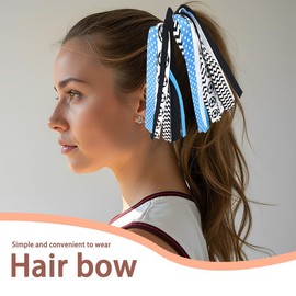 Soccer Hair Ribbons for Women Tassel Hair Band Team Ribbon Hair Ties Elastic Soccer Ponytail Holders Streamers Cheerleading Cheer Bows for Girls Glitter Hair Decorations for Cheerleader Fans Ribbons