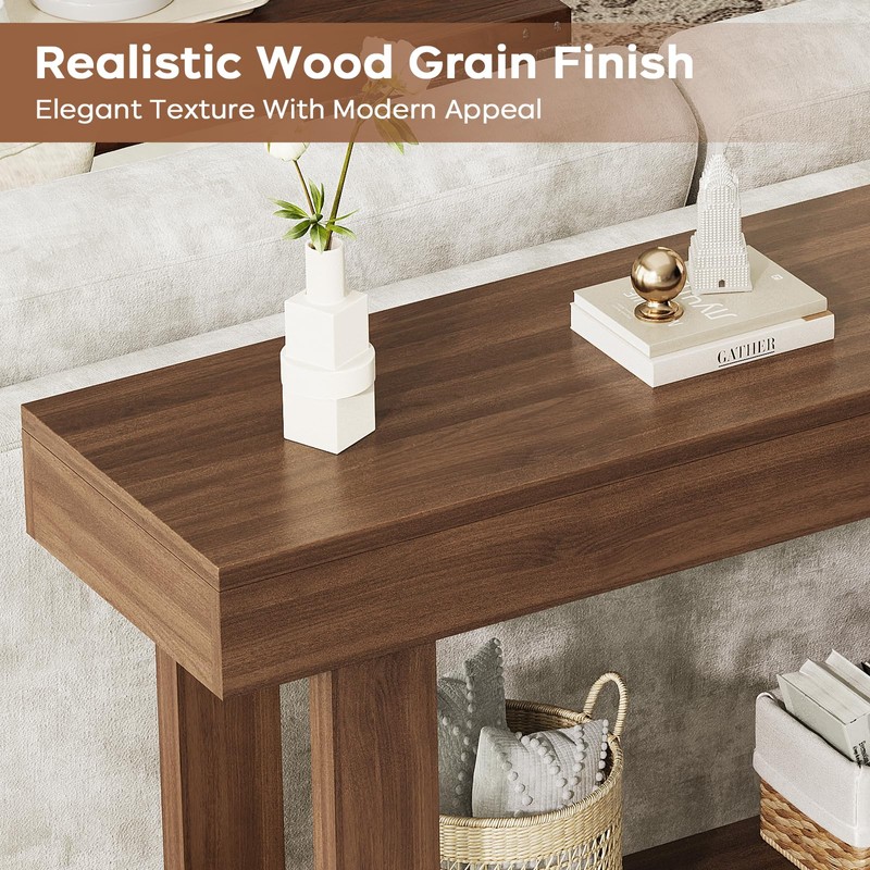 Console Table for Entryway, 47.2" Narrow Farmhouse Sofa Table Walnut
