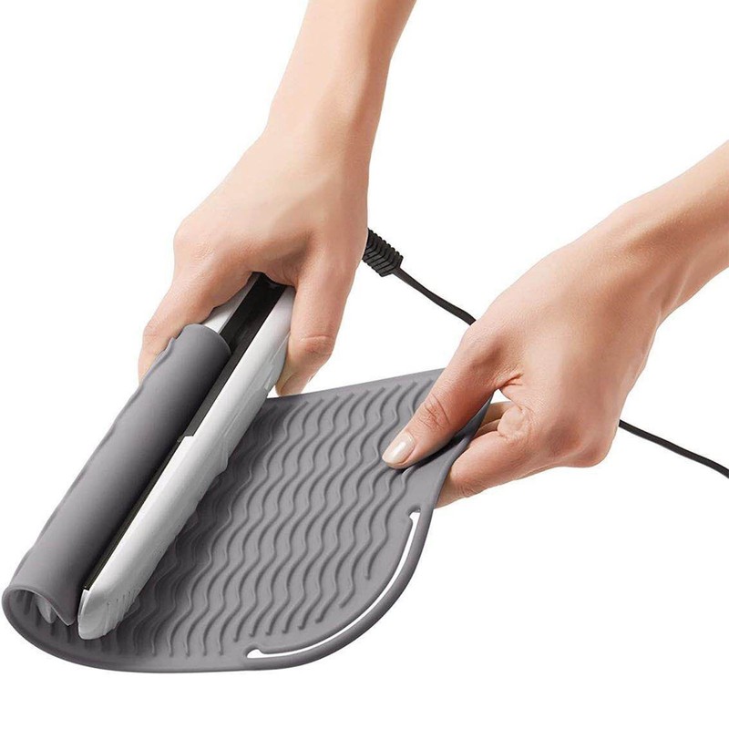 5Pcs Heat Resistant Silicone Mat Pouch for Curling Irons Hair