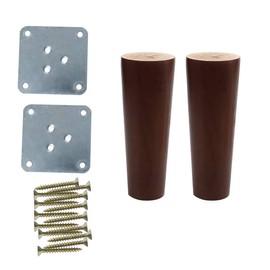 uxcell 5 Inch Round Solid Wood Furniture Legs Bed Couch Chair Bed Desks Closet Cupboard Replacement Set of 2 Brown