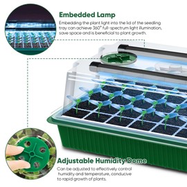BEIUEN Seed Starter Tray with Grow Light, 2 Packs 80 Cells Seedling Starter Trays with Humidity Domes, Seed Germination Kit Adjustable Light Seed Starting Trays.