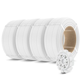 SUNLU 500g PLA+2.0 3D Printer Filament Refill, High Toughness PLA+ Filament Bundle, No-Spool 3D Filaments Refill 1.75mm for Reusable Spools Compatible with Bambu Lab 3D Printers, 0.5KG/Roll, White*4