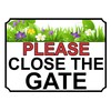 SHAWPRINT PLEASE CLOSE THE GATE METAL FLOWER GARDEN THEME SIGN