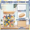 JarThenaAMCS 3Pcs Lemon Floral Glass Storage Jars with Airtight Lid