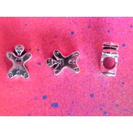 Unbranded 10 Gingerbread Man Men Christmas Silver Metal Spacer Charm Bead European