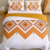 Heymybed Boho Quilt Set King Size, Aztec Texture Coverlet Burnt
