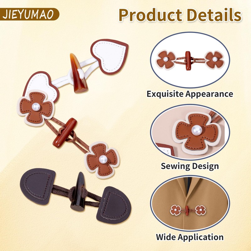 10 Pairs Leather Toggle Buttons, PU Leather Horn Buttons Coat