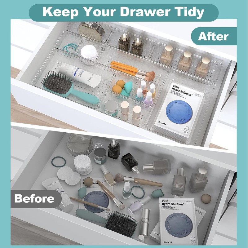 Esteopt Drawer Organisers, 4 Pcs Plastic Storage Drawers, Versatile Storage