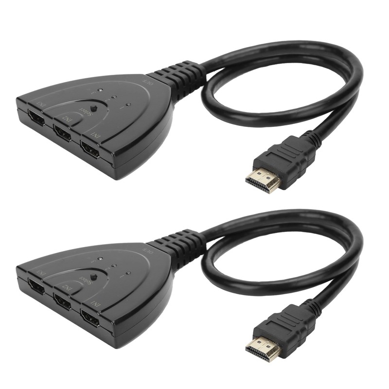2Pcs HDMI Splitter 3 Port 4Kx2K MultiFunctional Hub Box Switcher