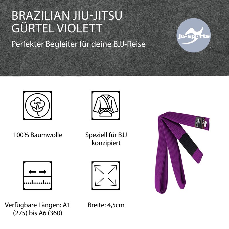 Ju-Sports Brazilian Jiu-Jitsu Belt, Purple, A1 (275)