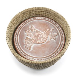 Better World Bio Bread Basket with Terracotta Warmer, Bread Basket, Bread Basket for Serving, Sized 11.5" w x 11.5" l x 3.5" h, Nature Inspired Peace Dove Design