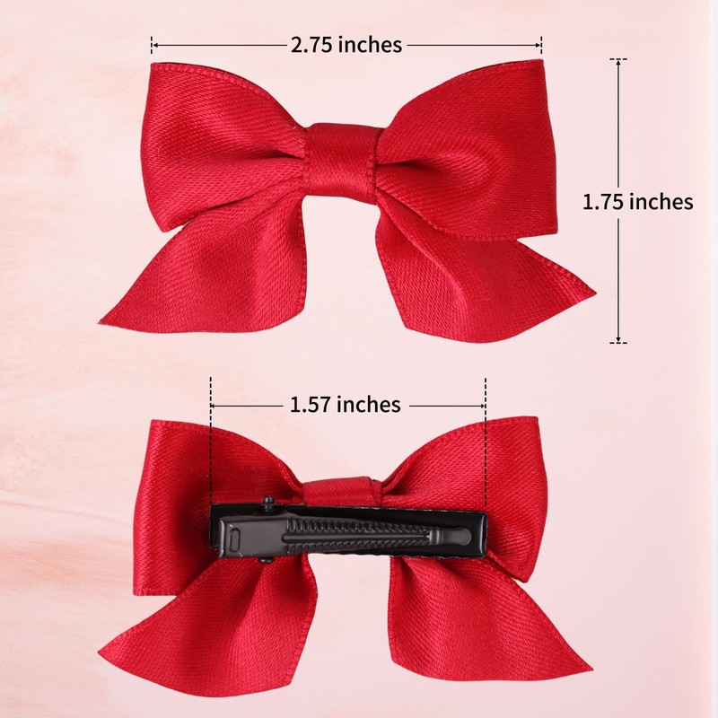 Hair Bow Clips (Red)