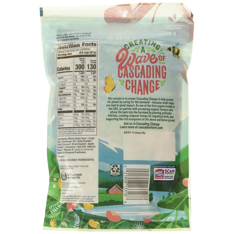 Cascadian Farm Organic Cinnamon Apple Granola Cereal, No Added Sugar,