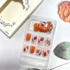 24Pcs Thanksgiving Press on Nails Square Fall Maple Leaves False