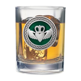 Heritage Pewter Claddagh Double Old Fashion | Double Rocks Glass 14 OZ for Liquor | Expertly Crafted Pewter Glass