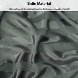 Lirex Silky Satin Pillowcase with Zipper Closure, Polyester Satin Pillow Cover for Hair, Smooth Floral Pattern with Dark Grey Stripes, 20" x 26"