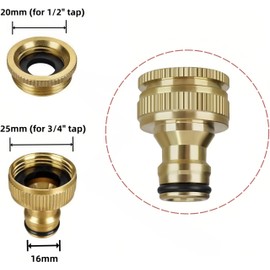 Akiuhen Messing Schlauch Wasserhahn Adapter, 2-in-1 Innengewinde Wasserhahn Adapter, Messing Innengewinde Wasserhahn Adapter, 3/4 Zoll und 1/2 Zoll Garten/Hof Gewindehahn Adapter