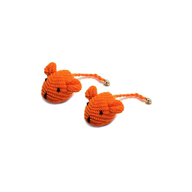 Kats'N Us Crochet Mouse Cat Toy - 2 Pk Orange