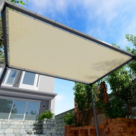 Windscreen4less 10' x 16' Sun Shade Sail Straight Edge Sun Shade Canopy Cover Outdoor with Grommets D-Ring UV Block for Pergola Backyard Patio (Beige)