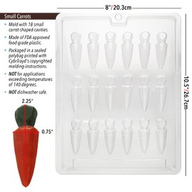 CybrTrayd Chocolate Candy Mold – Small Carrots – 18 Cavities 2-5/16” x 5/8” x 5/16” – For Candy, Cookies, Chocolate, Soap & Plaster – Includes Instructions