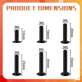 M6 Screw, M6 X 12mm Hex Bolts, Large Pan Head, Fully Threaded, Stainless Steel Screws/Bolts with Wrench for Chairs, Cots, Beds, Tables, 20 Pack