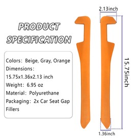 Junecarp Car Seat Gap Filler 2 Pack,Flexible Car Gap Filler Organizer to Stop Items from Dropping,Essential Interior Car Accessories Seat Gap Plug Perfectly Fits Car Gap (Orange)