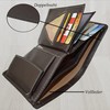 flevado Men's Wallet Full Leather RFID Protection Transparent Compartment Double