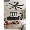 62 Inch Ceiling Fan No Light with Remote Control, Black