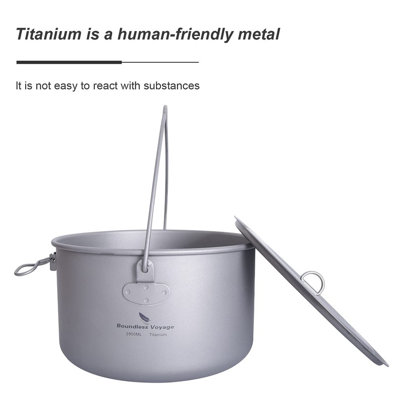 Boundless Voyage 2900 ml Titanium Pot Pan Set with Large