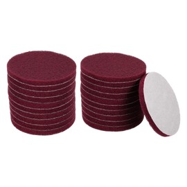 sourcing map 20pcs Scrubber Scouring Pads 400 Grits 5 Inch Drill Power Brush Hoop and Loop Surface Conditioning Disc Drill Scuffing Disc Scrub Pads for Home Kitchen Cleaning, Red