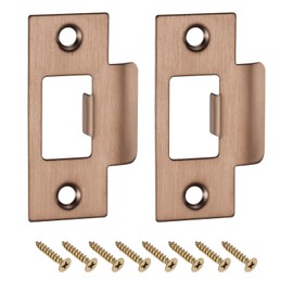 uxcell T Door Strike Plate, 2Pcs 70mm x 40mm 201 Stainless Steel Latch Deadbolt Strike Plate for Door Frame Door Jamb, Rose Gold