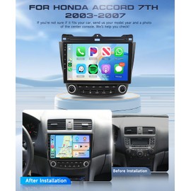 Podofo Car Radio Stereo for Honda Accord 7th 2003 2004 2005 2006 2007 with Wireless Carplay Android Auto, 10.1inch Touch Screen Android Bluetooth Radio with GPS WiFi AHD Backup Camera 2G+64G