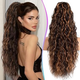 Claw Clip Ponytail Extension for women - 26" Long Curly Drawstring Ponytail Hair Extensions for Women, Strong Hold Fluffy Natural Looking Synthetic Hair Pieces for Daily Use