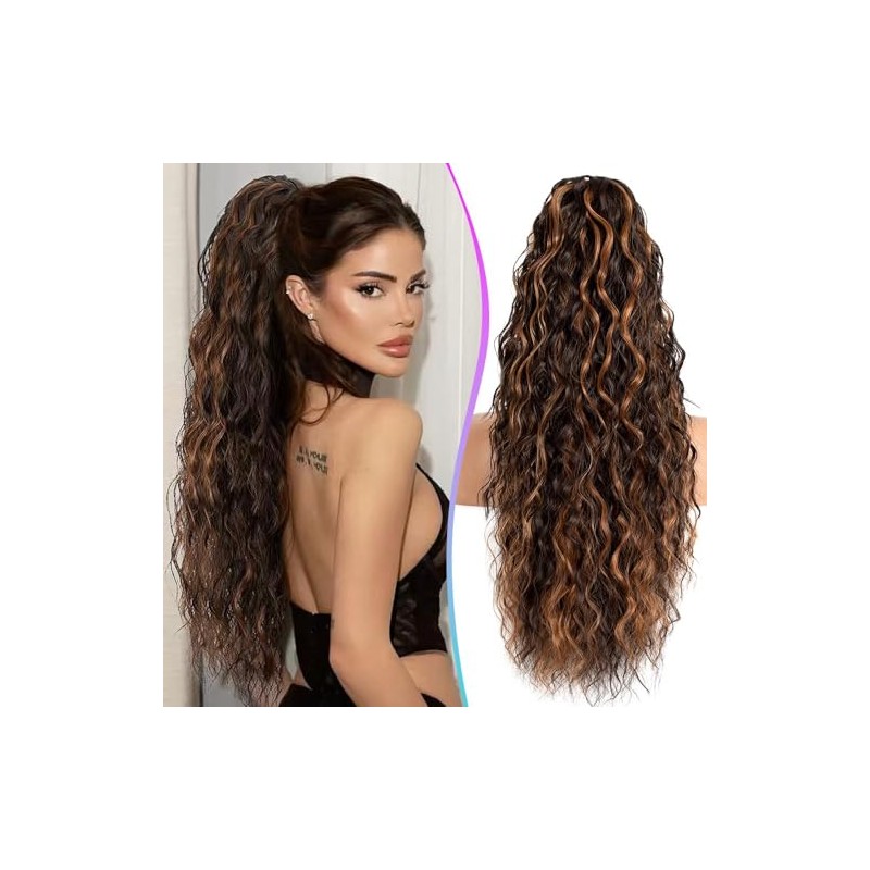 Claw Clip Ponytail Extension for women - 26" Long Curly
